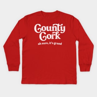 County Cork / Original Humorous Retro Typography Design Kids Long Sleeve T-Shirt